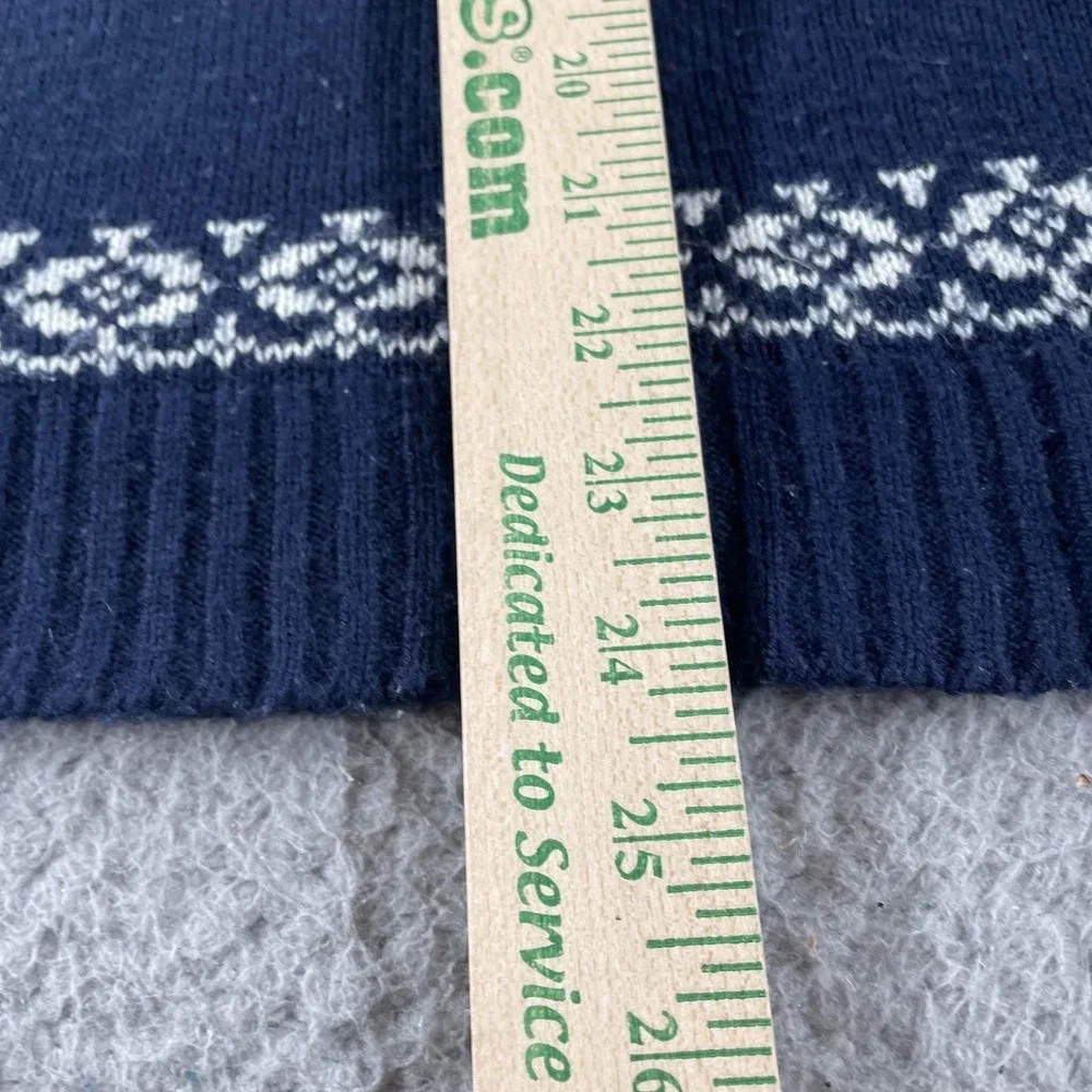 Sigallo Sweater Mens Medium Blue White Fair Isle‎ Nordic Snowflake Knit Winter